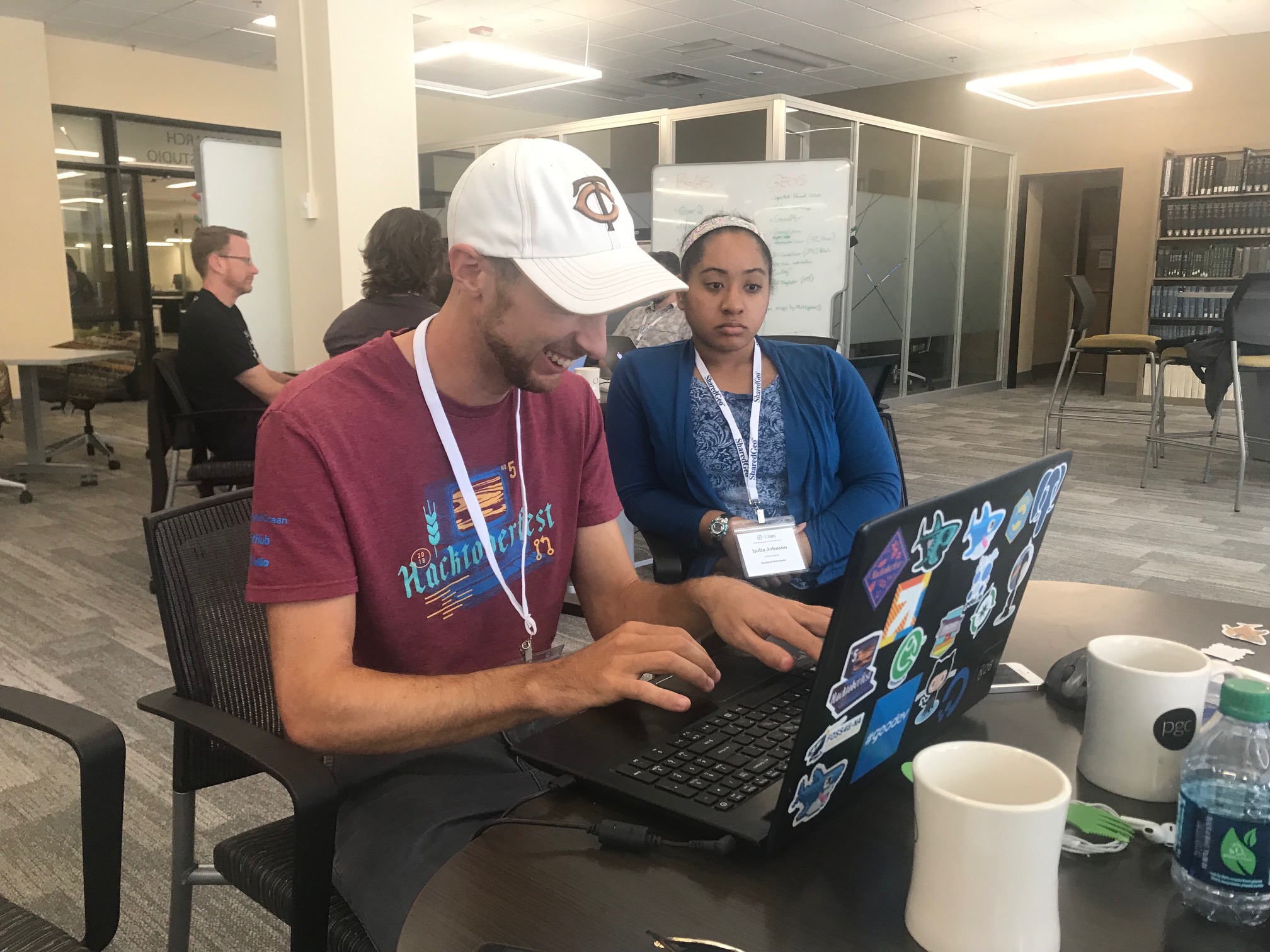 Piero Toffanin and India Johnson working on testing ClusterODM